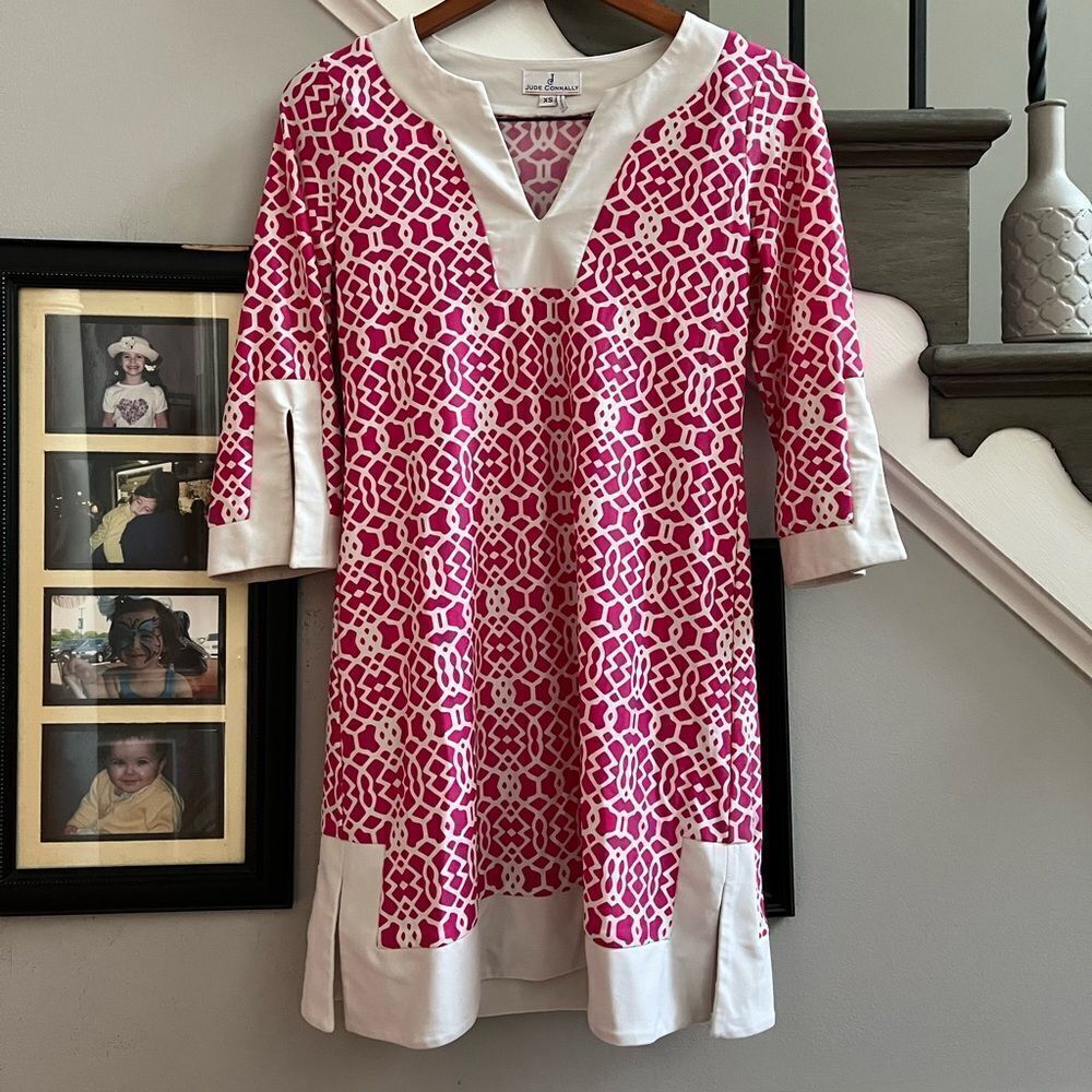 Jude Connolly Pink & White Tunic Dress sz XS EUC